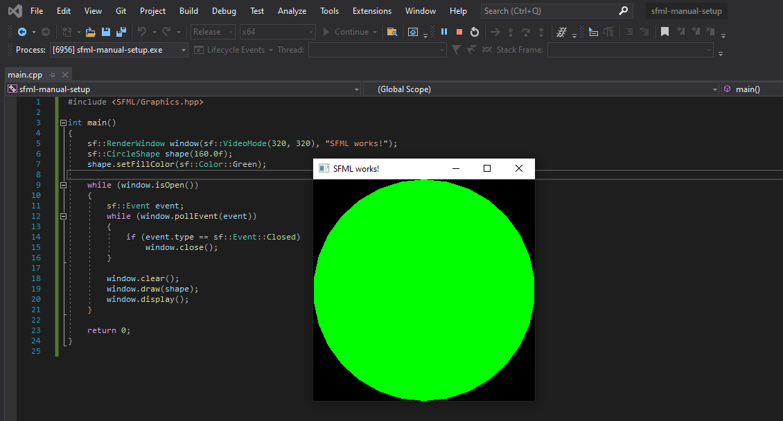 Basic SFML Intro App in Visual Studio